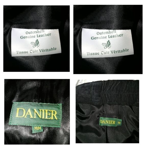 Vintage 80s Black Suede Leather Blazer & Knee Length Skirt 2 Piece Skirt Suit M - Picture 15 of 16